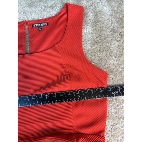 Express Womens Sun Dress Sz Medium Red A Line Knee Length Sleeveless D189 - Picture 11 of 14
